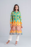 Women's Lawn Kurta - Geranium Pink & Aqua Green