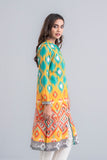 Women's Lawn Kurta - Geranium Pink & Aqua Green