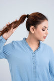 Women's Casual Shirt : Dusty Pink & Stone Blue