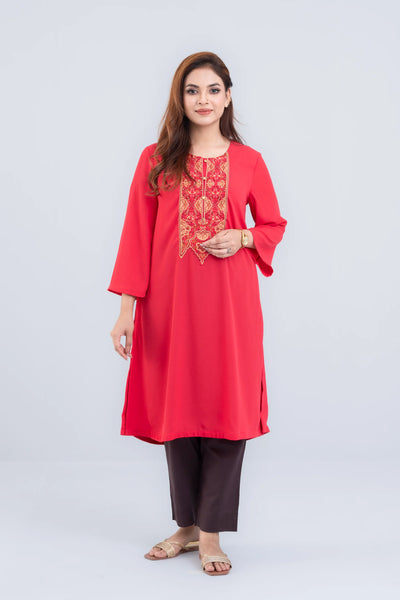 WOMEN'S ETHNIC KURTA : Red & Navy