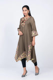 Women's ethnic kurta : Olive Green  & Off White