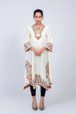 Women's ethnic kurta : Olive Green  & Off White