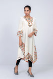 Women's ethnic kurta : Olive Green  & Off White