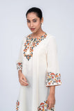 Women's ethnic kurta : Olive Green  & Off White