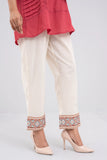 Women's Ethnic Pant: Navy Blue & Off White