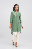 Women's Embroidered Viscose Ethnic Kurti with Shirt Collar