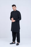 Regular Fit Dollar-Embroidered Men's Kabli Set: Jet Black &  Optical White