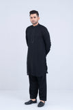 Regular Fit Dollar-Embroidered Men's Kabli Set: Jet Black &  Optical White