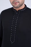 Regular Fit Dollar-Embroidered Men's Kabli Set: Jet Black &  Optical White