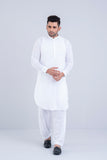 Regular Fit Dollar-Embroidered Men's Kabli Set: Jet Black &  Optical White