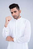 Regular Fit Dollar-Embroidered Men's Kabli Set: Jet Black &  Optical White