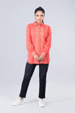 Embroidered Relaxed Fit Shirt : Hot Coral