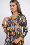 Angrakha-Style Flared Printed Lawn Kurta