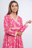 Angrakha-Style Flared Printed Lawn Kurta