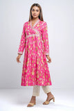 Angrakha-Style Flared Printed Lawn Kurta