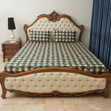 Bed Sheet - Green Check Floral (King Size & Queen size )