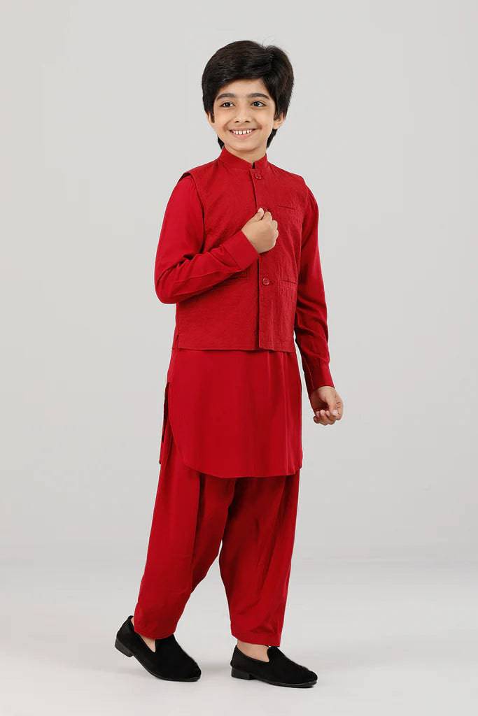Boys Kurta Set Maroon 4 15 Years