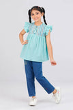 Girls Top (2-8 Years) : Turquoise & White