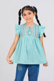 Girls Top (2-8 Years) : Turquoise & White