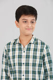 Junior Boy's Shirt (10-14 Years): Green Check