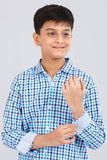 Junior Boys Casual Shirt (10-14 Years) : Blue Check