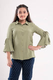 Junior Girls Casual Shirt (10-14 Years) : Green