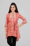 Junior Girls Ethnic (10-14 Years) : Peach Printed & Olive Printed