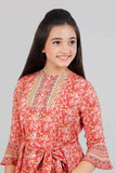 Junior Girls Ethnic (10-14 Years) : Peach Printed & Olive Printed