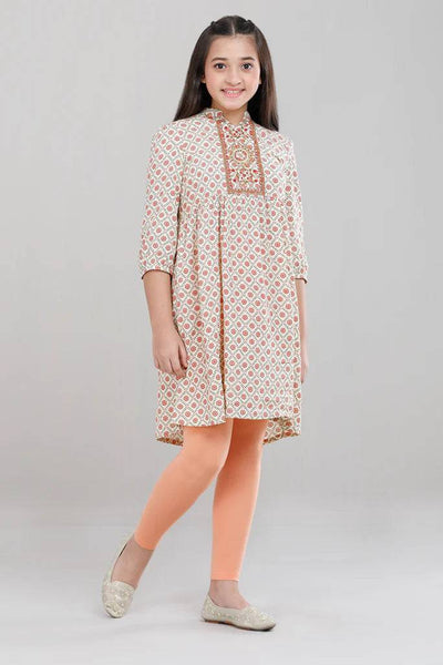 Junior Girls Ethnic Top (10-14 Years) : Vanilla Printed