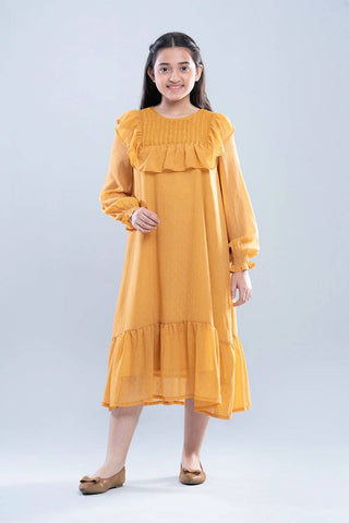 Junior Girls Long Dress (10-14 Years) : Golden & Black