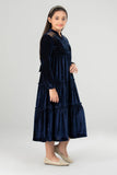 Junior Girls Long Dress (10-14 Years) : Navy & Green