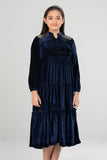 Junior Girls Long Dress (10-14 Years) : Navy & Green