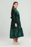 Junior Girls Long Dress (10-14 Years) : Navy & Green