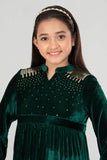 Junior Girls Long Dress (10-14 Years) : Navy & Green