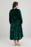 Junior Girls Long Dress (10-14 Years) : Navy & Green