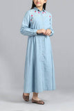 Junior Girls Long Dress : Sky blue & Indigo (10-14 Years)