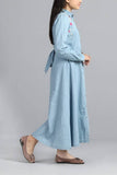 Junior Girls Long Dress : Sky blue & Indigo (10-14 Years)