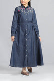 Junior Girls Long Dress : Sky blue & Indigo (10-14 Years)