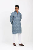 Men's Panjabi : Mineral green & Blue moon