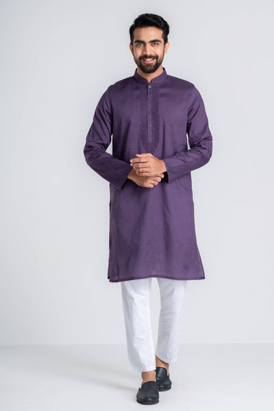 Men’s Panjabi : Purple & White