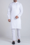 Men's Panjabi (slim fit ) : Pearl White & Zet Black