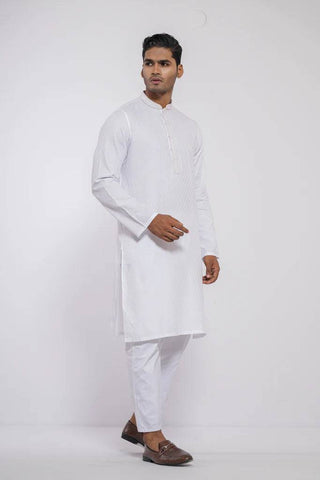 Men's Panjabi : White lilac