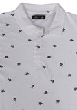 MENS KNITTED POLO SHIRT WHITE / BLACK PRINT