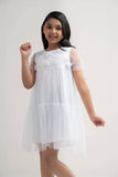 Princess's Woven Top : White & Peach (2-8 Years)