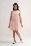 Princess's Woven Top : White & Peach (2-8 Years)