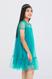 Princess Top (2-8 Years) : DK teal & Olivine