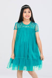 Princess Top (2-8 Years) : DK teal & Olivine