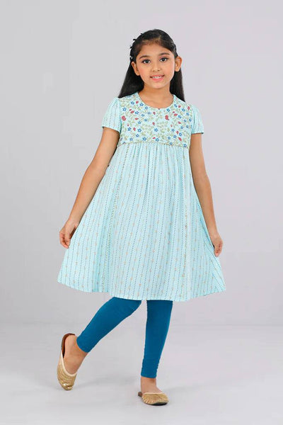 Princess top : Flamingo Pink & pale Turquoise ( 2- 8 years)