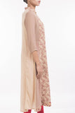 Screen Printed with Embroidered Patch Women's Ethnic Trial BEIGE