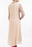 Screen Printed with Embroidered Patch Women's Ethnic Trial BEIGE